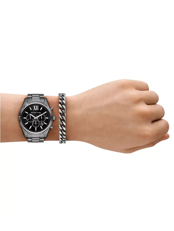 Мужские часы Lexington Chronograph Gunmetal с браслетом из нержавеющей стали, 44 мм Michael Kors — изображение 4 из 6