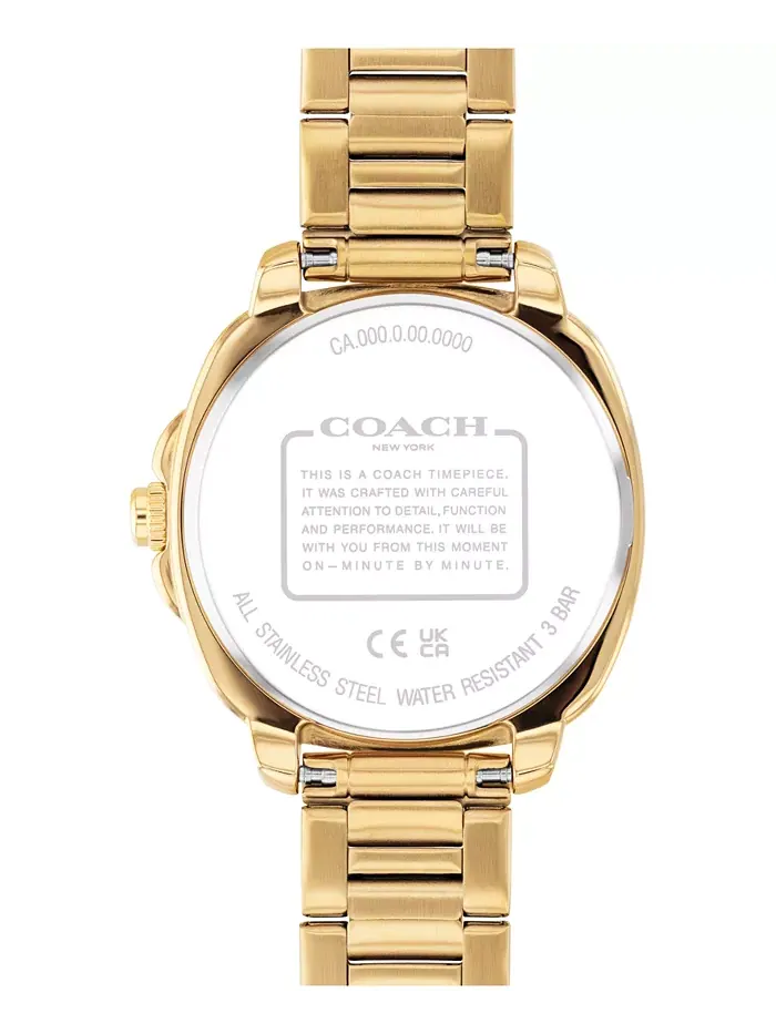 Женские часы Kitt с браслетом из нержавеющей стали золотистого оттенка, 34 мм COACH — изображение 3 из 6