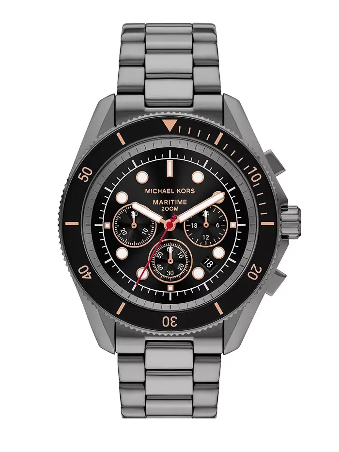 Мужские морские часы-хронограф из нержавеющей стали Gunmetal, 45 мм Michael Kors