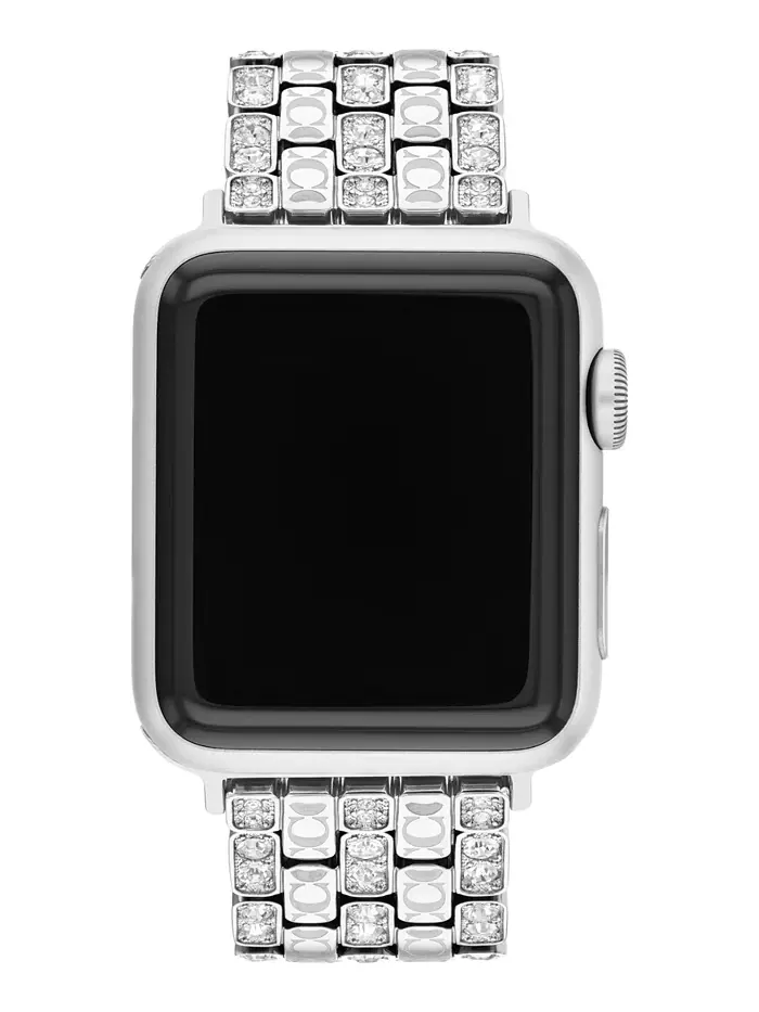 Женский серебристый браслет из нержавеющей стали с кристаллами для Apple Watch 38mm, 40mm, 41mm