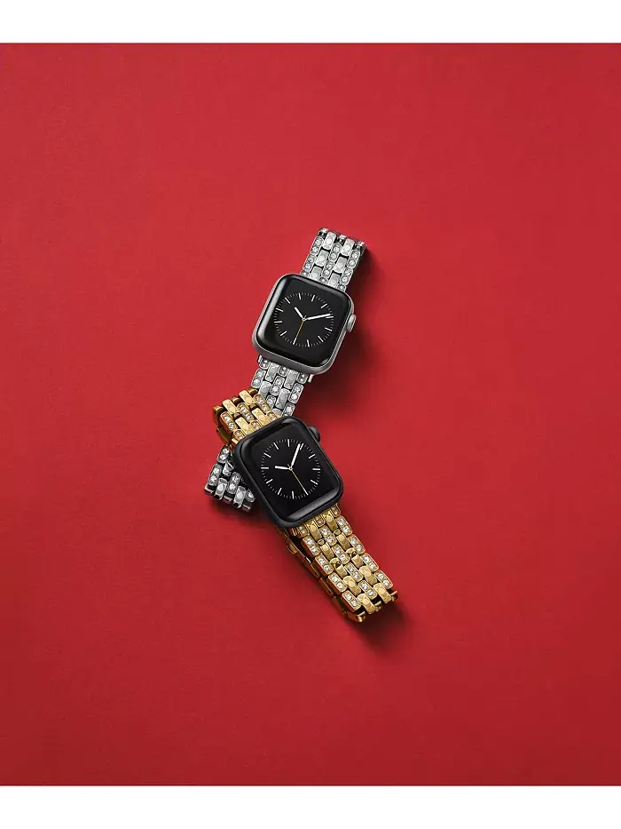 Женский серебристый браслет из нержавеющей стали с кристаллами для Apple Watch 38mm, 40mm, 41mm — изображение 6 из 6