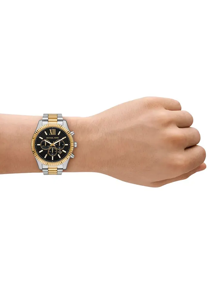 Мужские часы Lexington Chronograph с двухцветным корпусом из нержавеющей стали, 44 мм Michael Kors — изображение 4 из 5