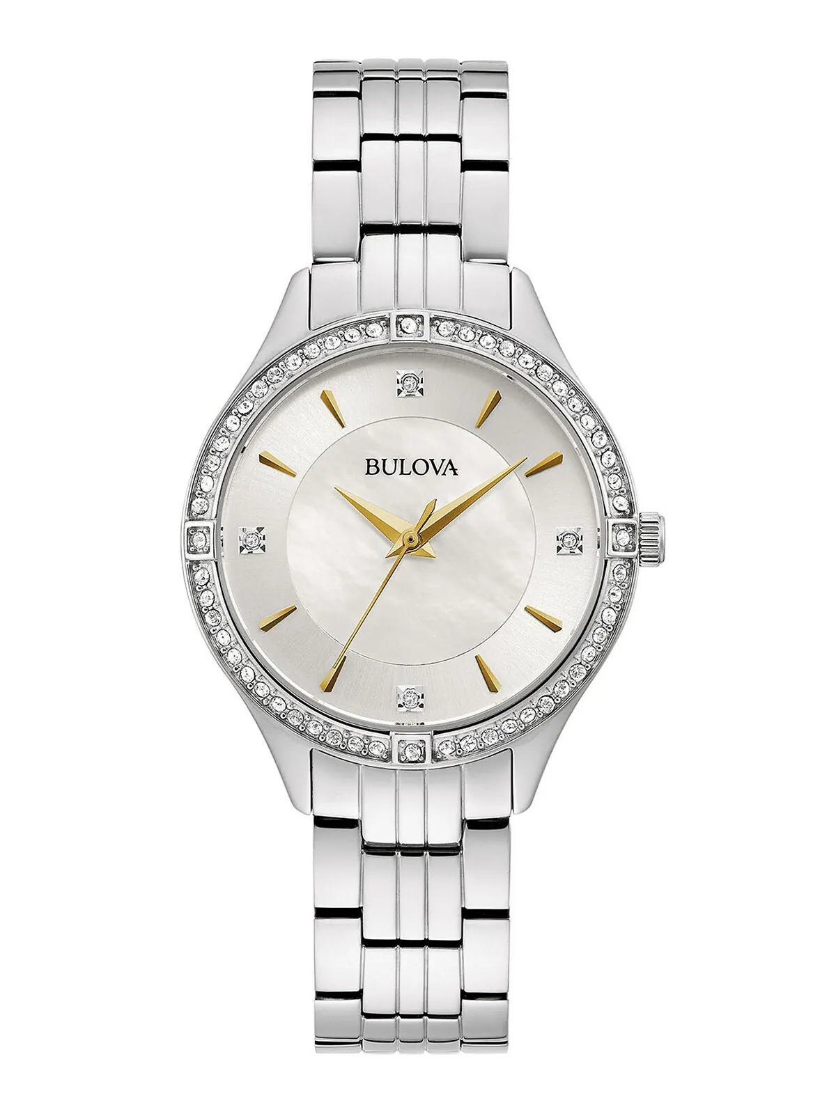 Женские часы-браслет из нержавеющей стали с кристаллами, 32 мм Bulova — изображение 1 из 5, оттенок серебристый