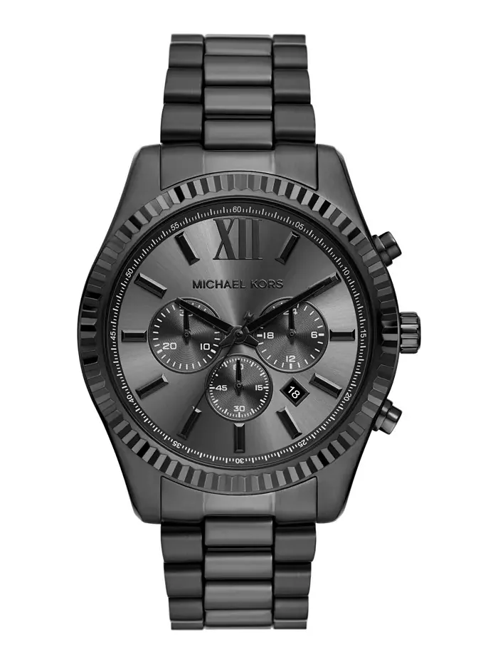 Мужские часы Lexington Chronograph с черным ионным покрытием из нержавеющей стали, 44 мм Michael