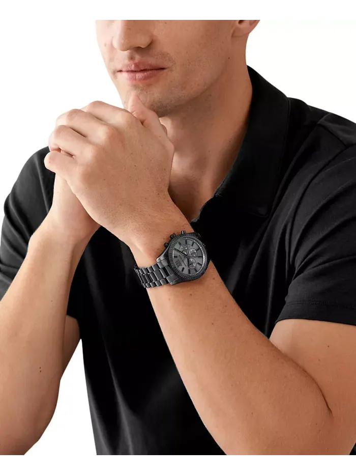 Мужские часы Lexington Chronograph с черным ионным покрытием из нержавеющей стали, 44 мм Michael — изображение 4 из 5