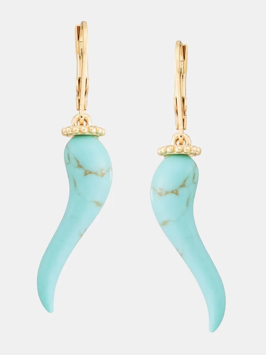 Серьги-гвоздики с рожками, модель Horn Drop Lonna & Lilly, Turq