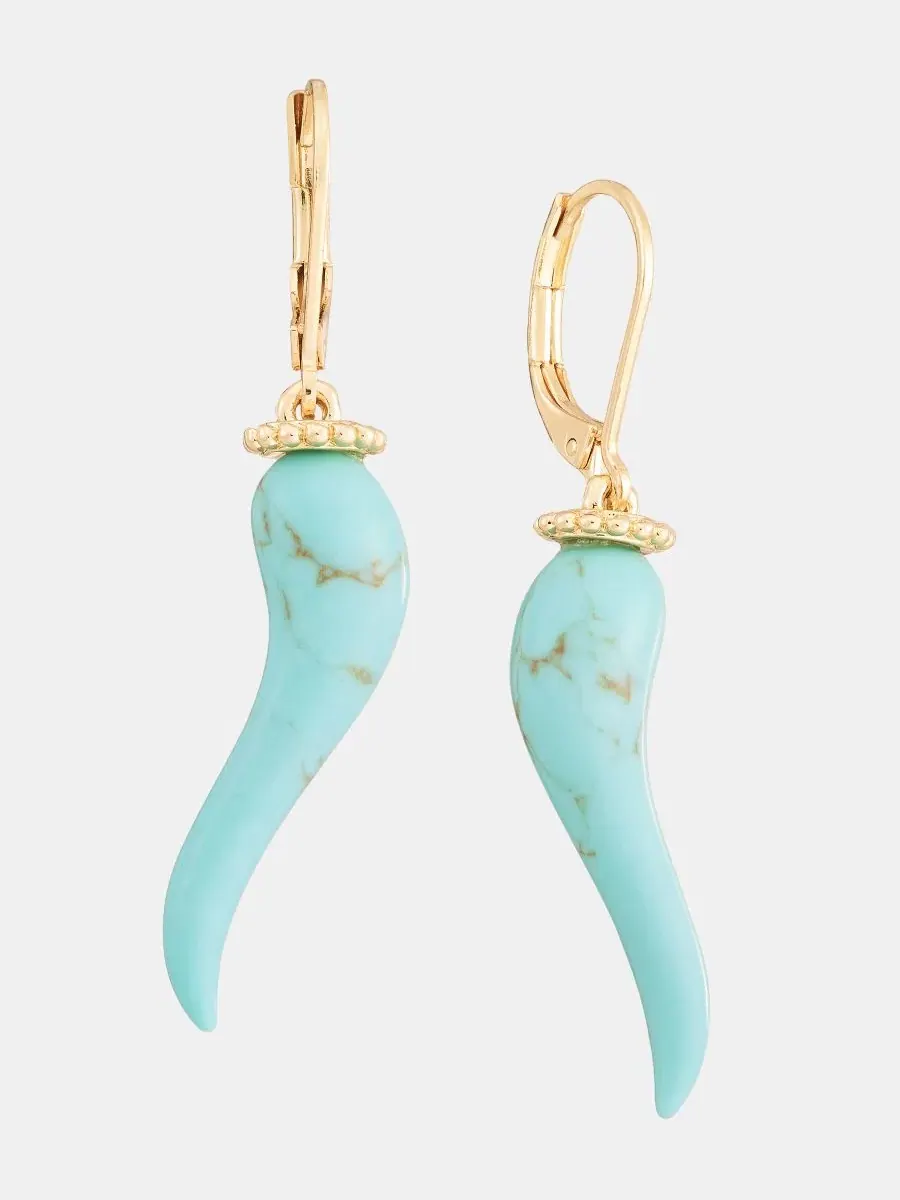 Серьги-гвоздики с рожками, модель Horn Drop Lonna & Lilly, Turq — изображение 2 из 4