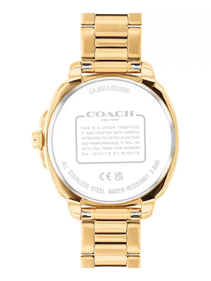 Женские часы Kitt с браслетом из нержавеющей стали золотистого оттенка, 34 мм COACH — изображение 3 из 6