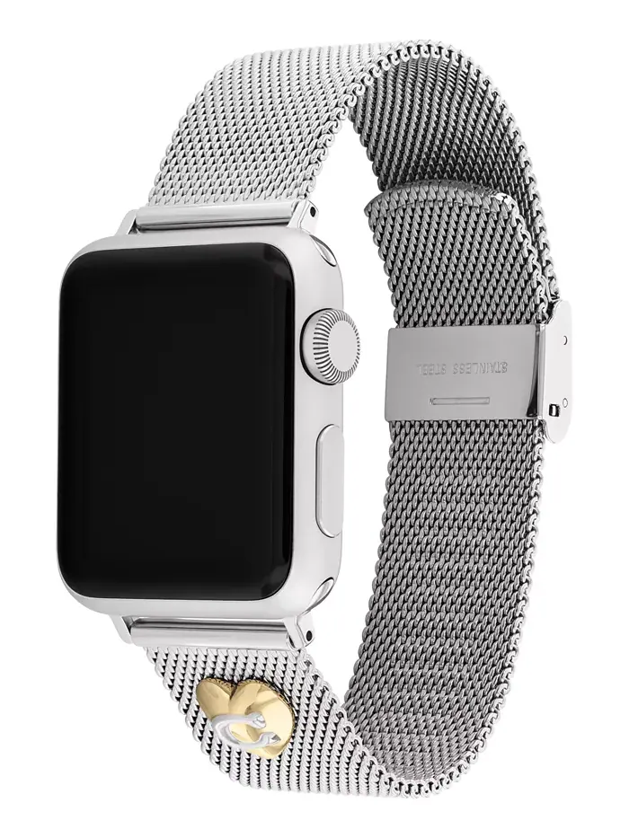 Браслет из серебристой нержавеющей стали с сетчатым плетением для Apple Watch 38, 40, 41 мм COACH — изображение 3 из 5