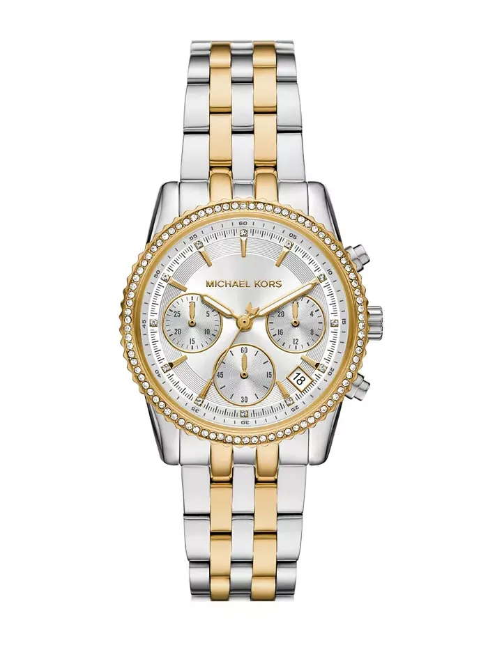Женские часы Mini Bryant Chronograph с двухцветным корпусом из нержавеющей стали, 35 мм Michael Kors
