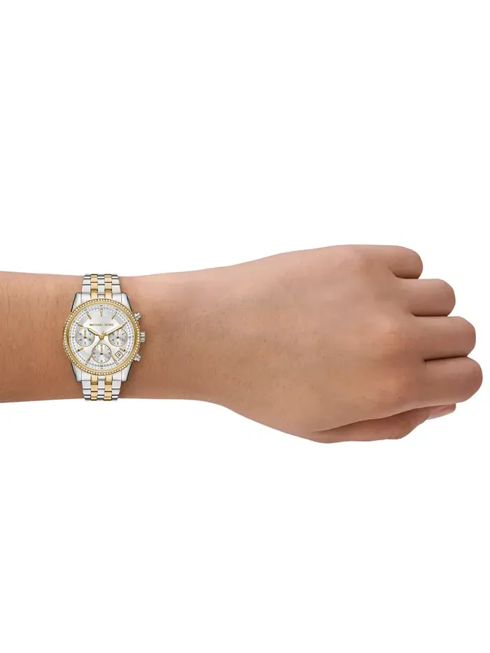 Женские часы Mini Bryant Chronograph с двухцветным корпусом из нержавеющей стали, 35 мм Michael Kors — изображение 4 из 5