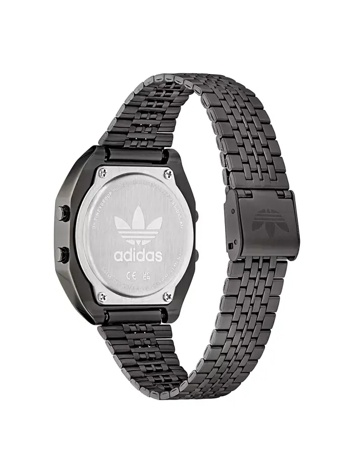 Унисекс цифровые наручные часы из черной нержавеющей стали, 36 мм adidas — изображение 2 из 4