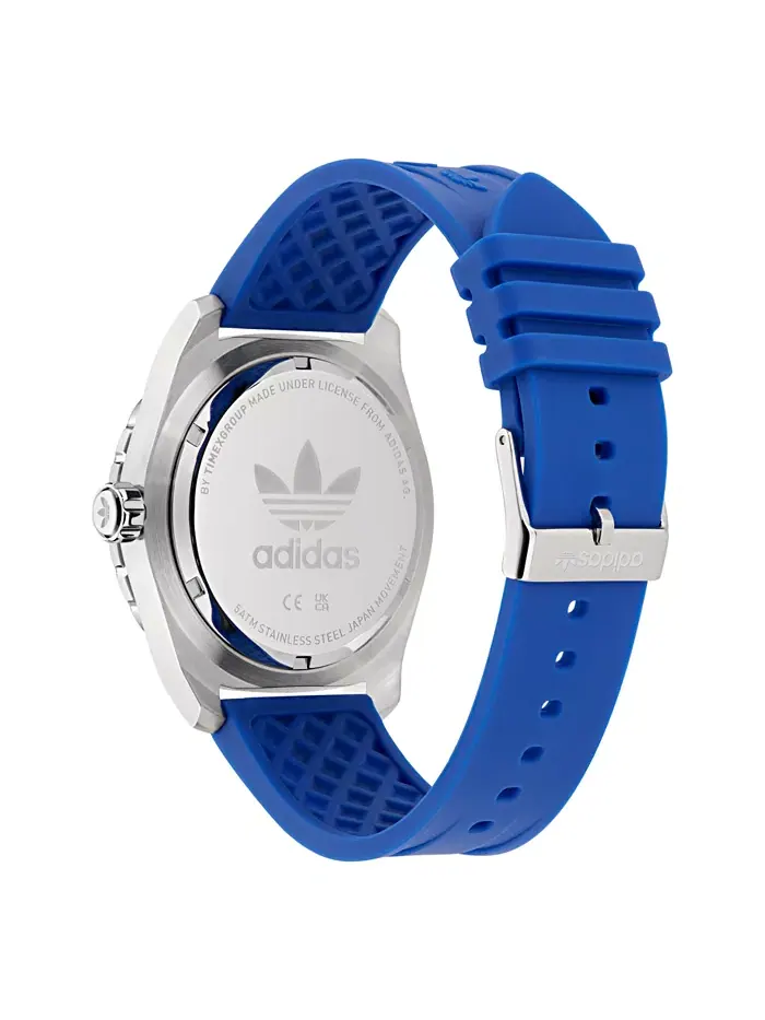 Унисекс аналоговые синие силиконовые часы, 44 мм adidas — изображение 2 из 4
