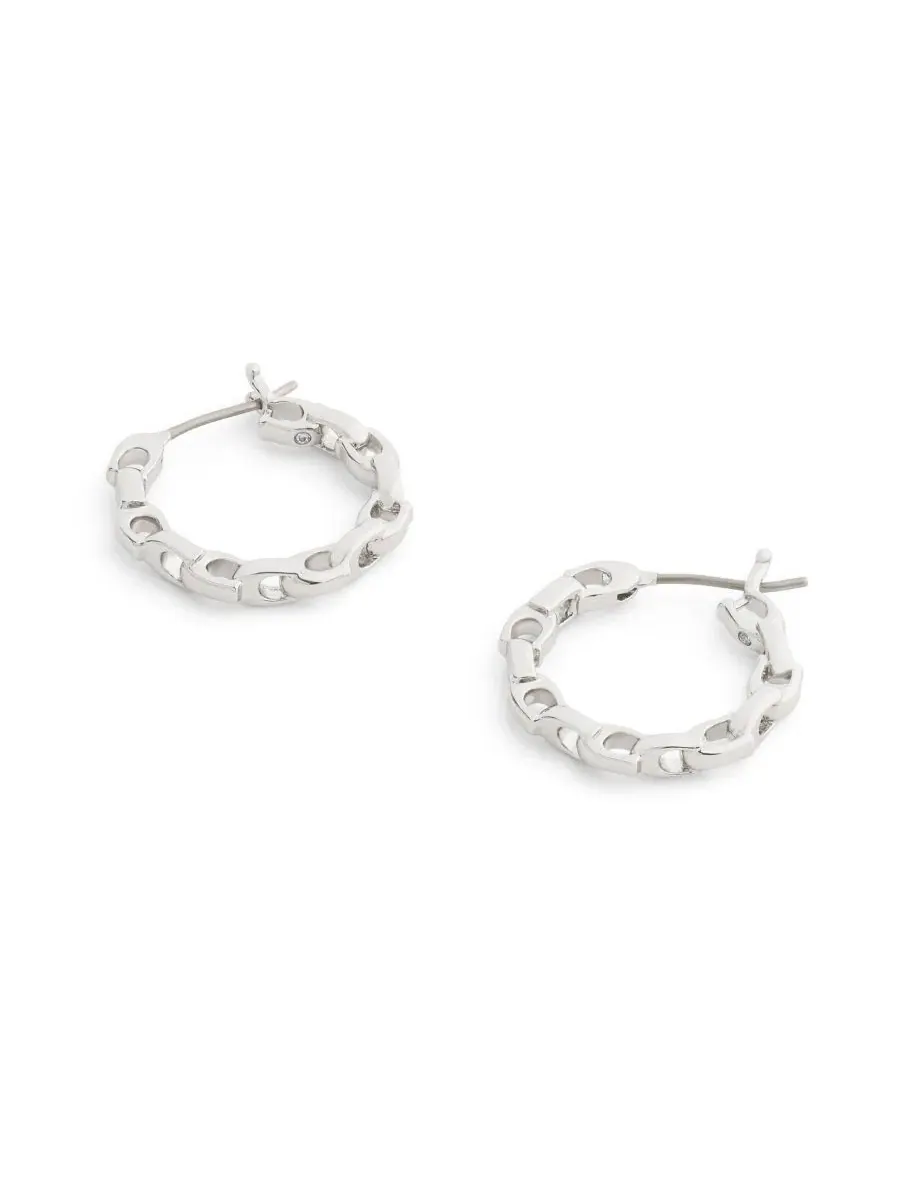 Серьги-кольца Rhodium Signature C Chain Coach — изображение 2 из 5