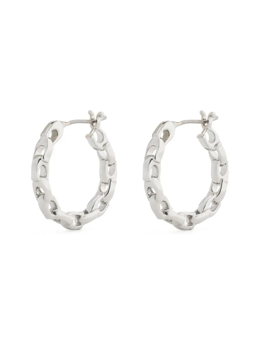Серьги-кольца Rhodium Signature C Chain Coach — изображение 3 из 5