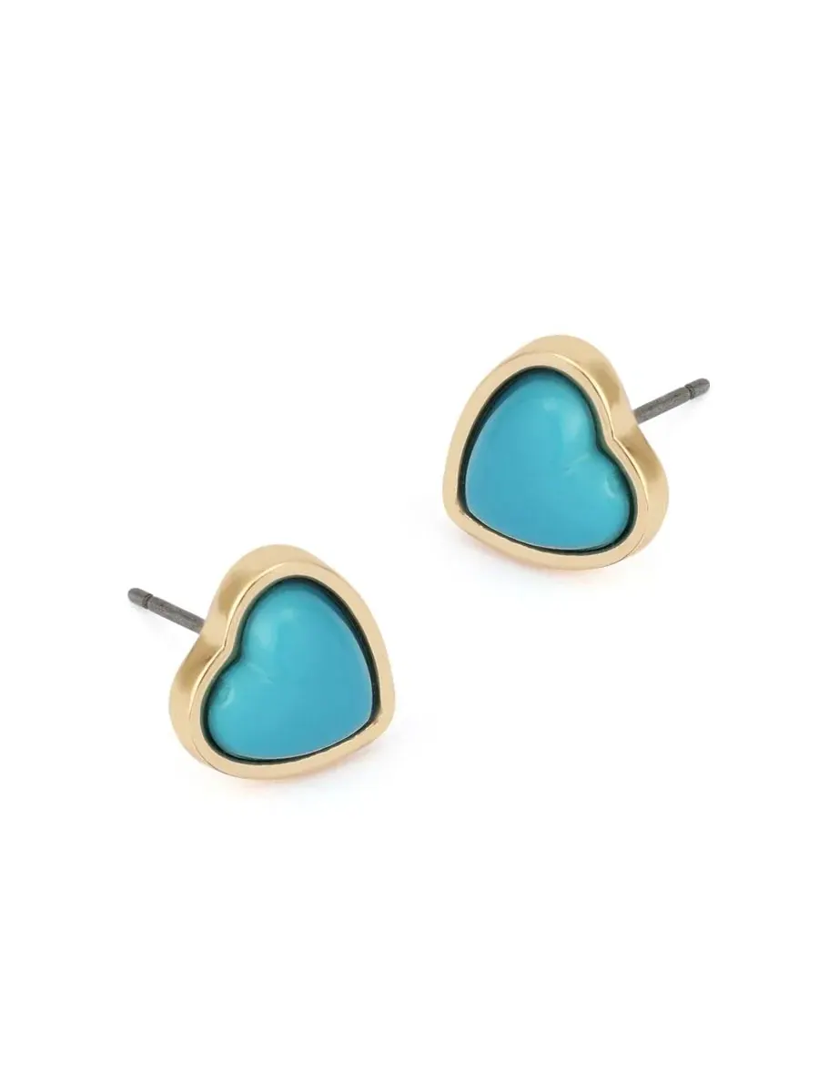 Серьги-пусеты с сердцем Turquoise Cowabunga Betsey Johnson, Turquoise/Rhodium — изображение 2 из 3