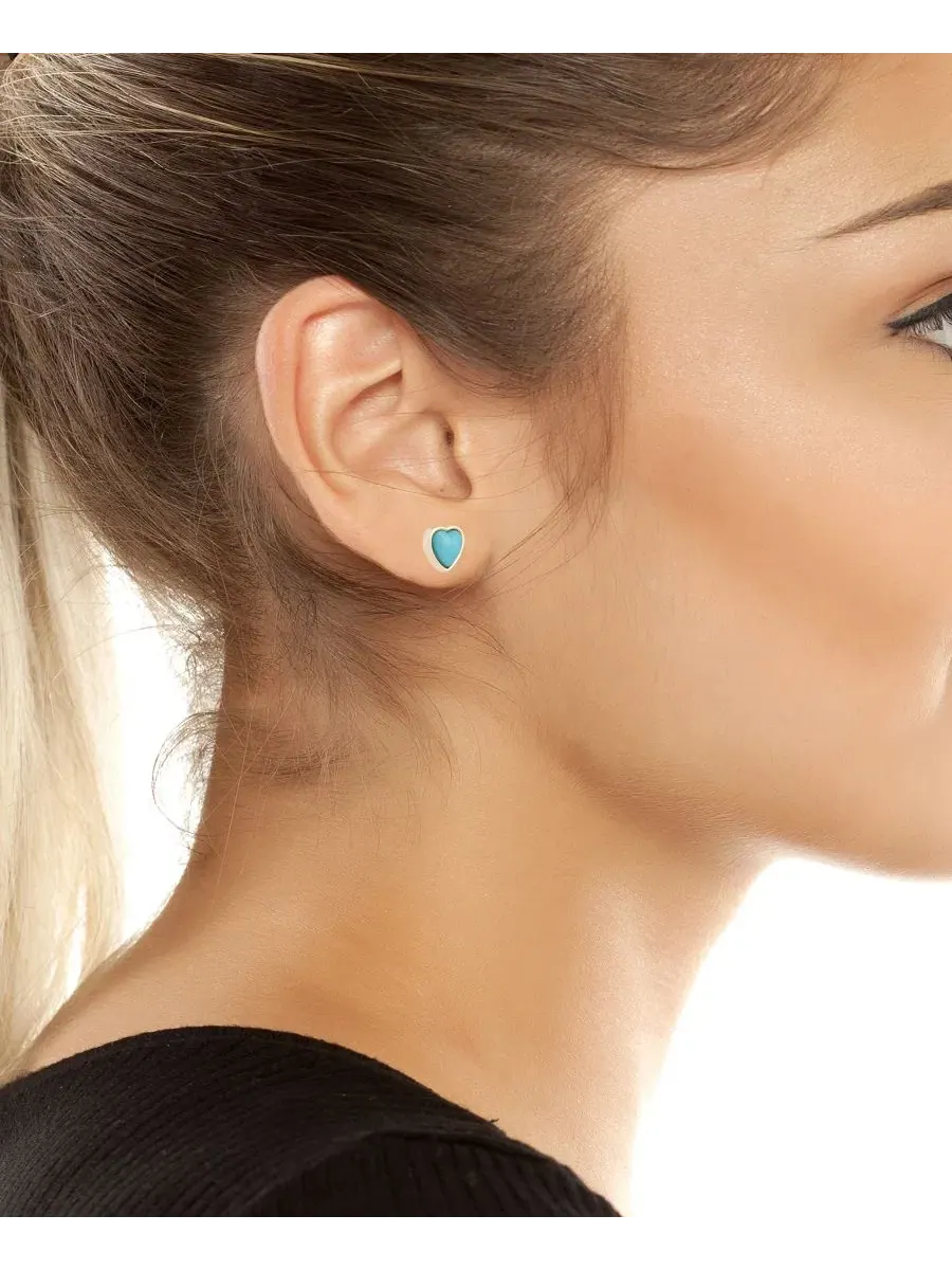 Серьги-пусеты с сердцем Turquoise Cowabunga Betsey Johnson, Turquoise/Rhodium — изображение 3 из 3