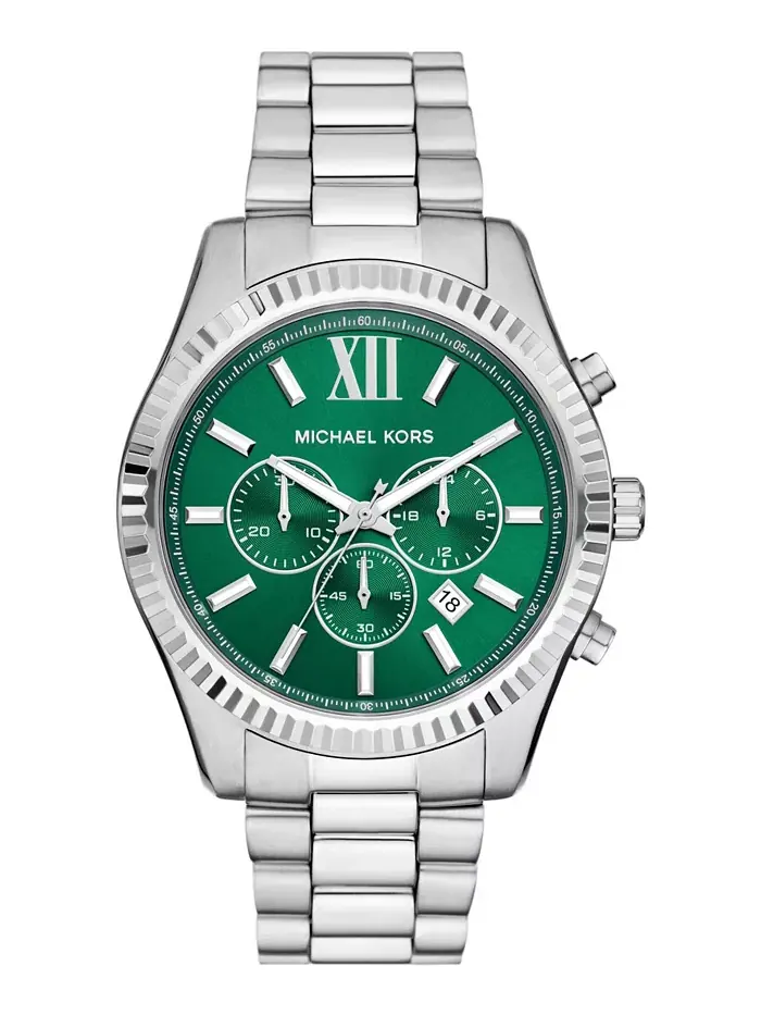 Мужские часы Lexington Chronograph с серебристым корпусом из нержавеющей стали, 44 мм Michael Kors