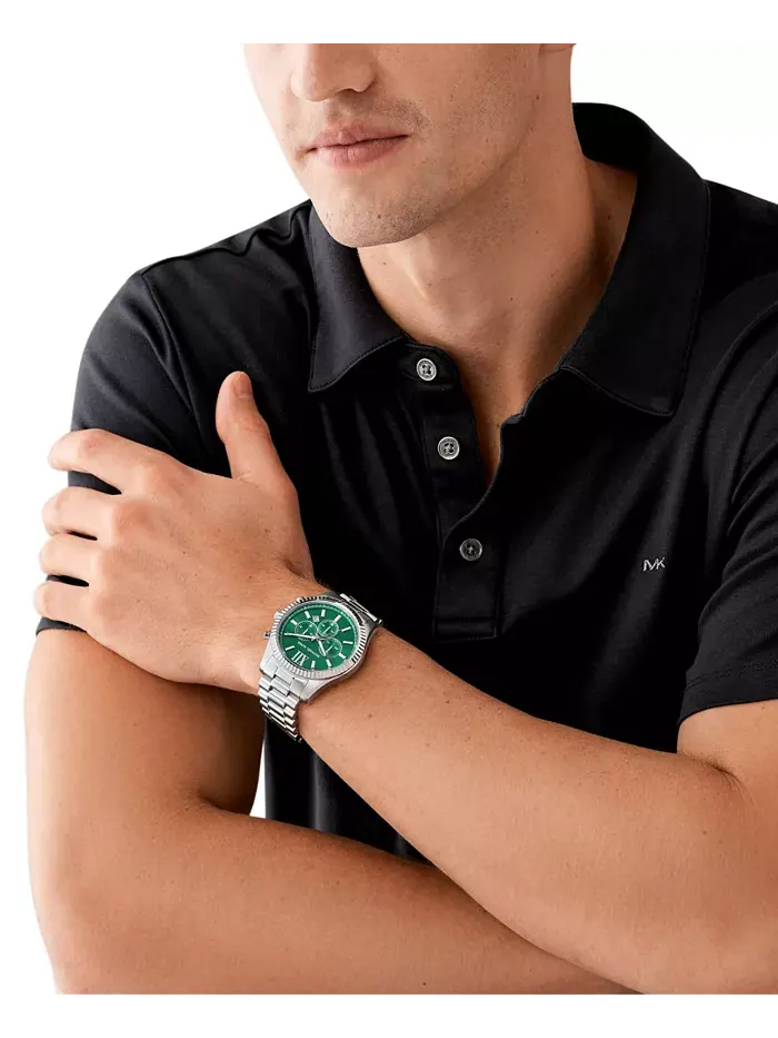 Мужские часы Lexington Chronograph с серебристым корпусом из нержавеющей стали, 44 мм Michael Kors — изображение 4 из 5