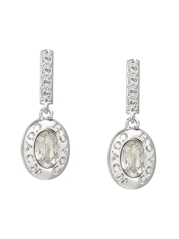 Серьги-Подвески с фирменным паве из искусственных камней Coach, crystal/rhodium — изображение 2 из 4