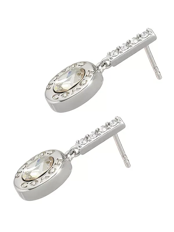 Серьги-Подвески с фирменным паве из искусственных камней Coach, crystal/rhodium — изображение 3 из 4