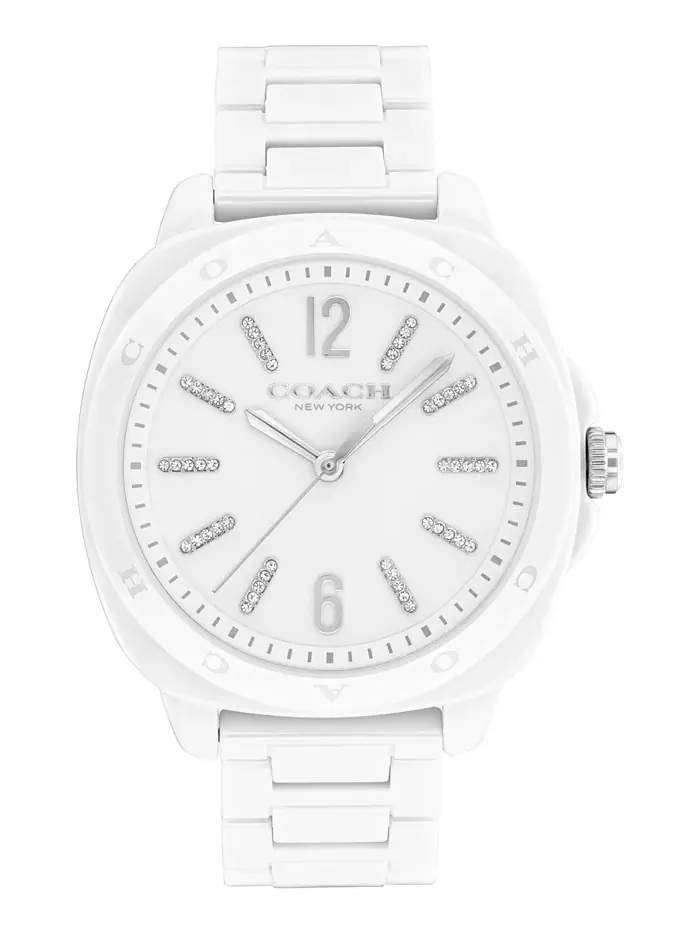 Женские часы Kitt White с керамическим браслетом, 38 мм COACH
