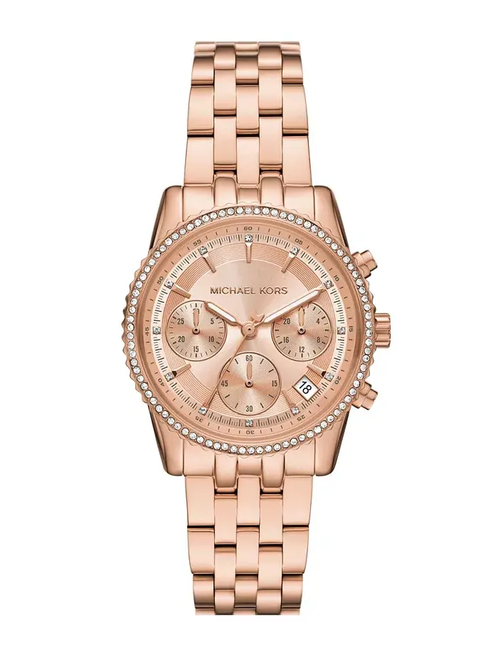 Женские часы Mini Bryant Chronograph с хронографом, корпус из нержавеющей стали с розовым золотым