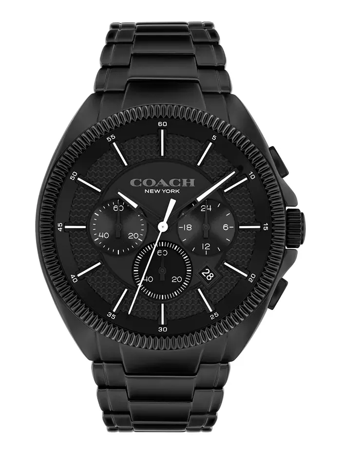 Мужские часы Jackson Black со стальным браслетом, 45 мм COACH