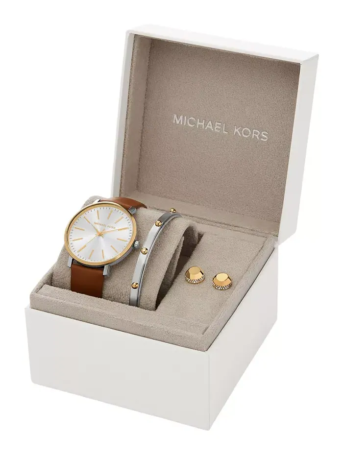 Женские часы и комплект украшений Pyper Three-Hand Luggage Leather, 38 мм Michael Kors — изображение 5 из 7