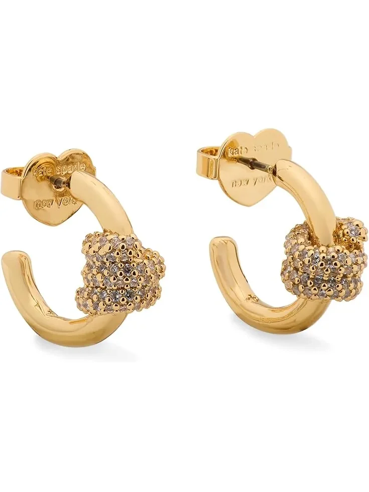 Women's Kate Spade New York Ropes & Knots Pave Knot Hoops — изображение 1 из 2, оттенок прозрачный/золотистый