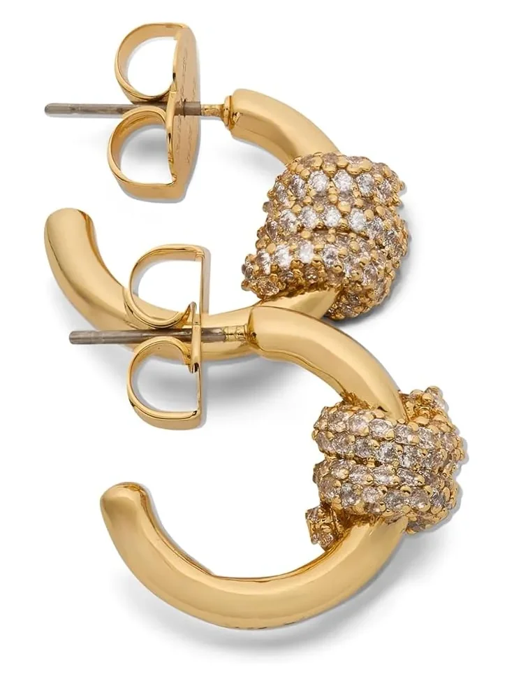 Women's Kate Spade New York Ropes & Knots Pave Knot Hoops — изображение 2 из 2, оттенок прозрачный/золотистый
