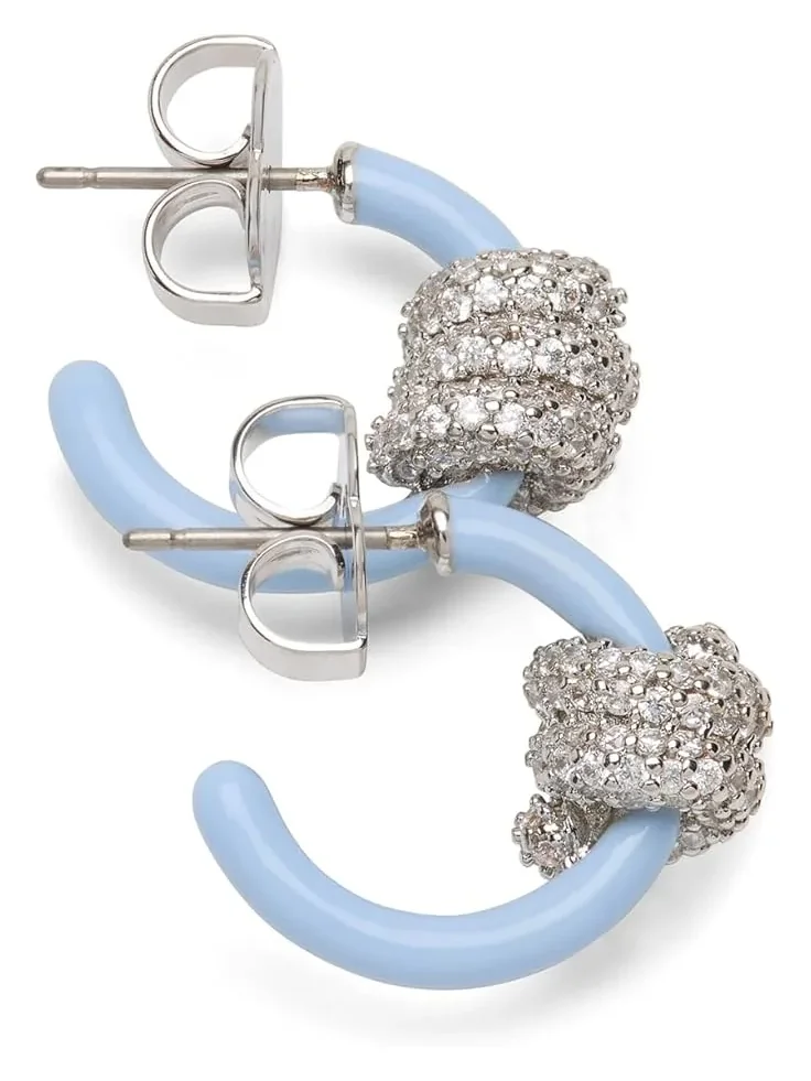 Women's Kate Spade New York Ropes & Knots Pave Knot Hoops — изображение 2 из 2, оттенок синий/серебристый