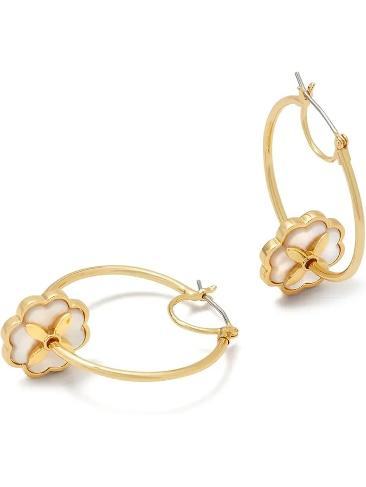 Женские серьги-кольца Heritage Bloom Hoops Kate Spade New York — изображение 1 из 2, оттенок кремовый/золотистый