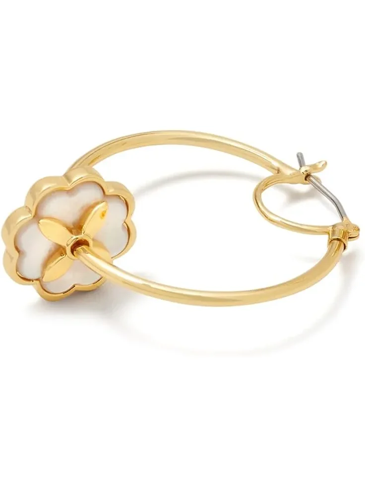 Женские серьги-кольца Heritage Bloom Hoops Kate Spade New York — изображение 2 из 2, оттенок кремовый/золотистый