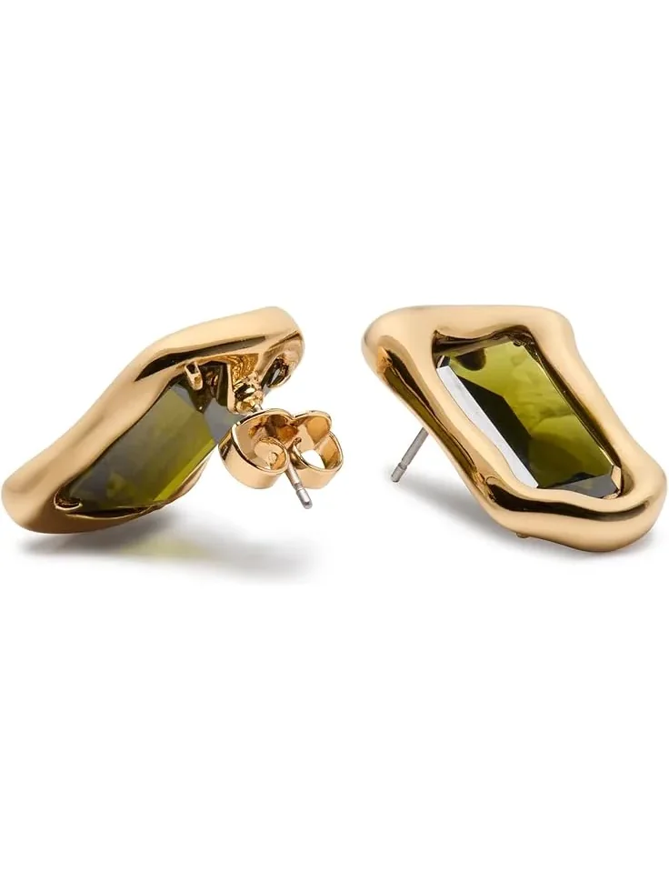 Женские серьги-гвоздики «Расплавленное стекло» Kate Spade New York — изображение 2 из 2, оттенок зеленый/золотистый