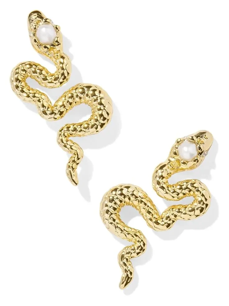 Женские серьги-гвоздики Lyle в виде змеи Kendra Scott — изображение 1 из 1, оттенок золотистый белый