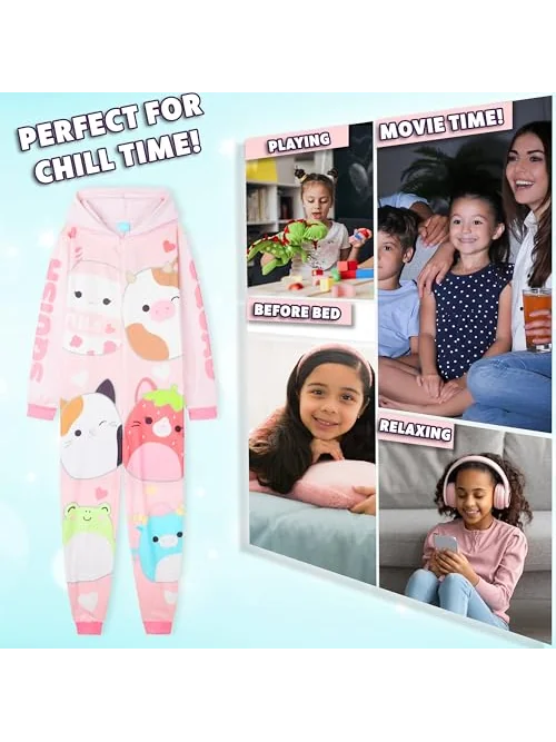 Squishmallows слитная пижама-комбинезон с капюшоном для девочек — 4