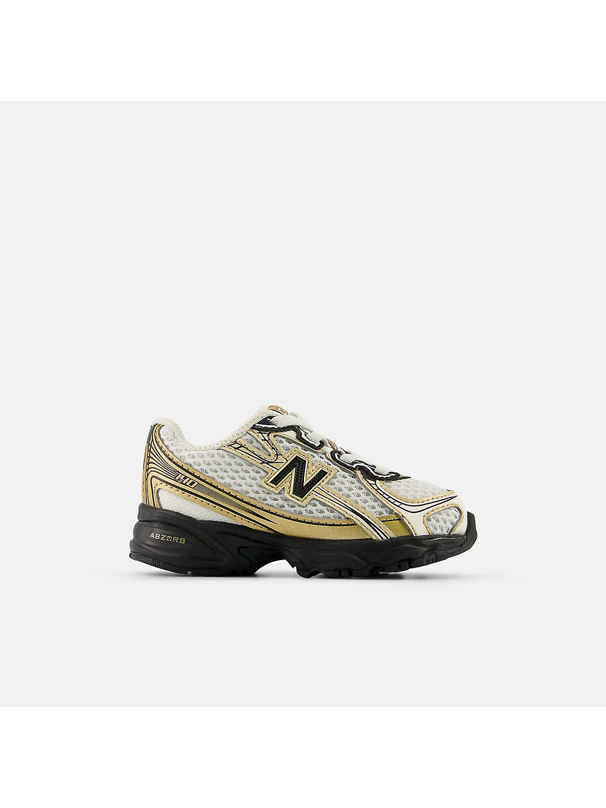 Бежевые кроссовки New Balance 740 Bungee Lace с сеткой, вид сбоку.