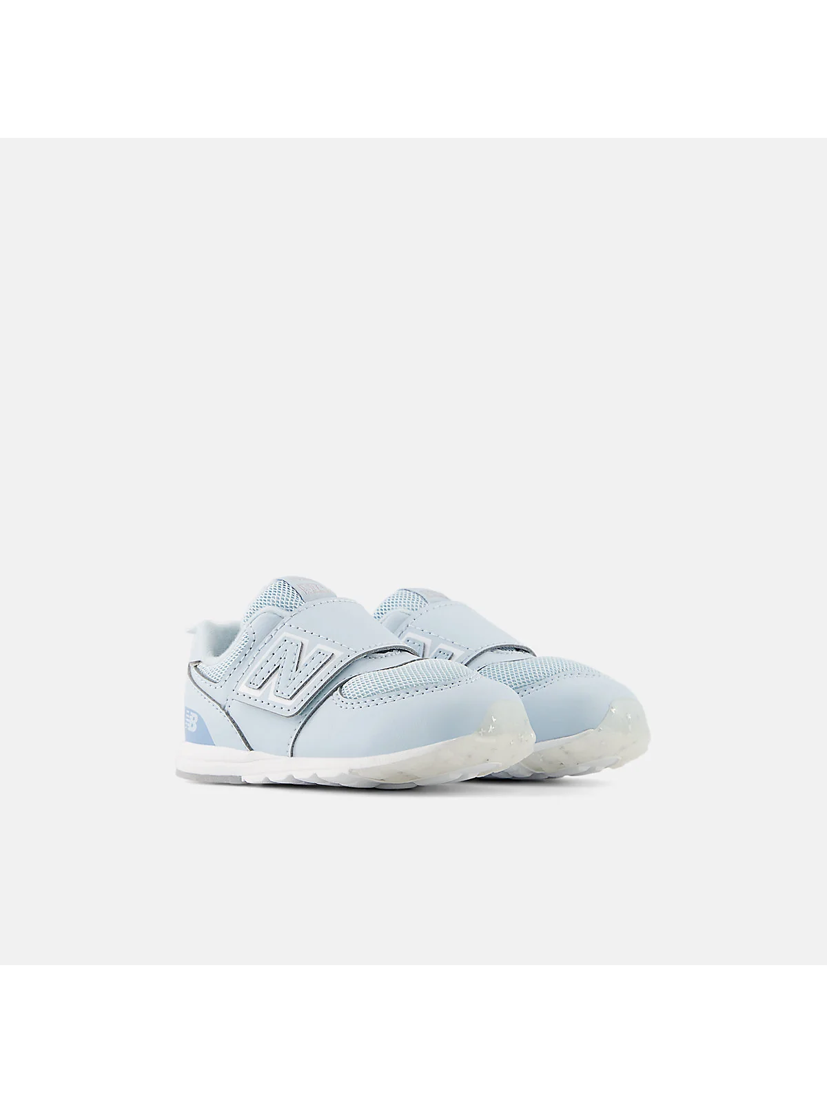 Детские кроссовки New Balance 574 сине-красные на липучке, боковой угол.