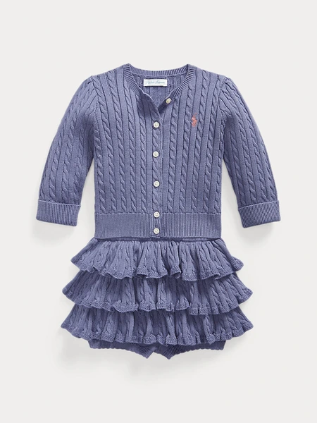 Комплект кардиган и юбка-шорты Ralph Lauren с косами