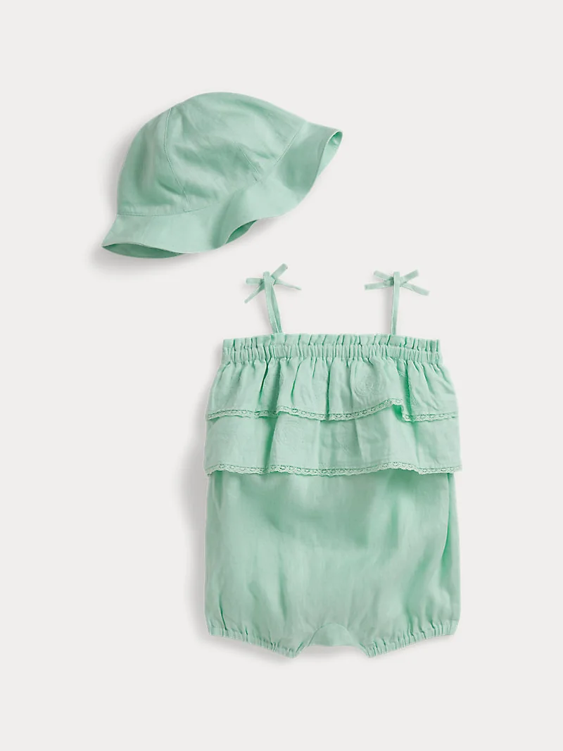 Комплект комбинезон и панама Ralph Lauren с вышивкой — 2