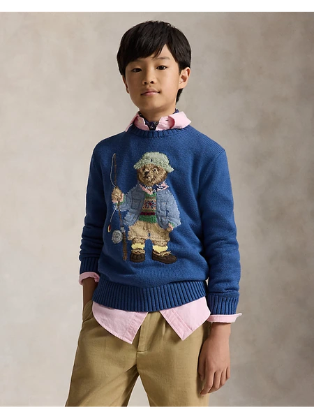 Свитер с медвежонком Polo Bear из хлопкового трикотажа