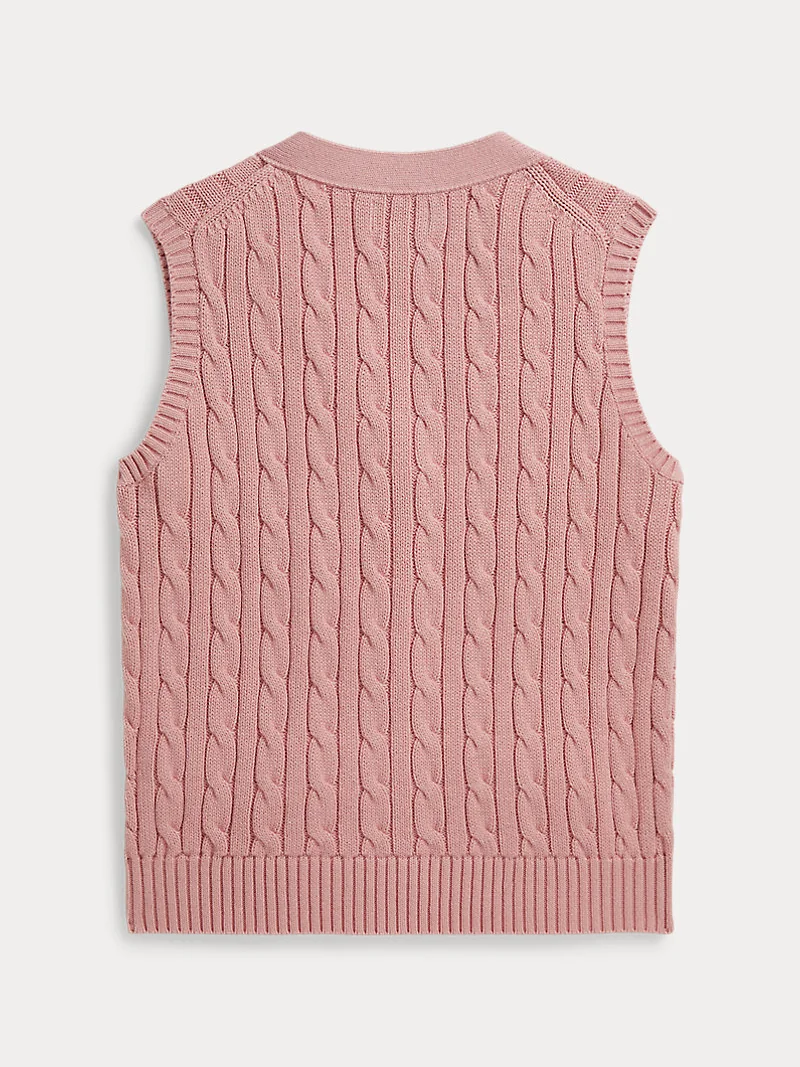 Жилет вязаный Cable-Knit розовый хлопковый — 3