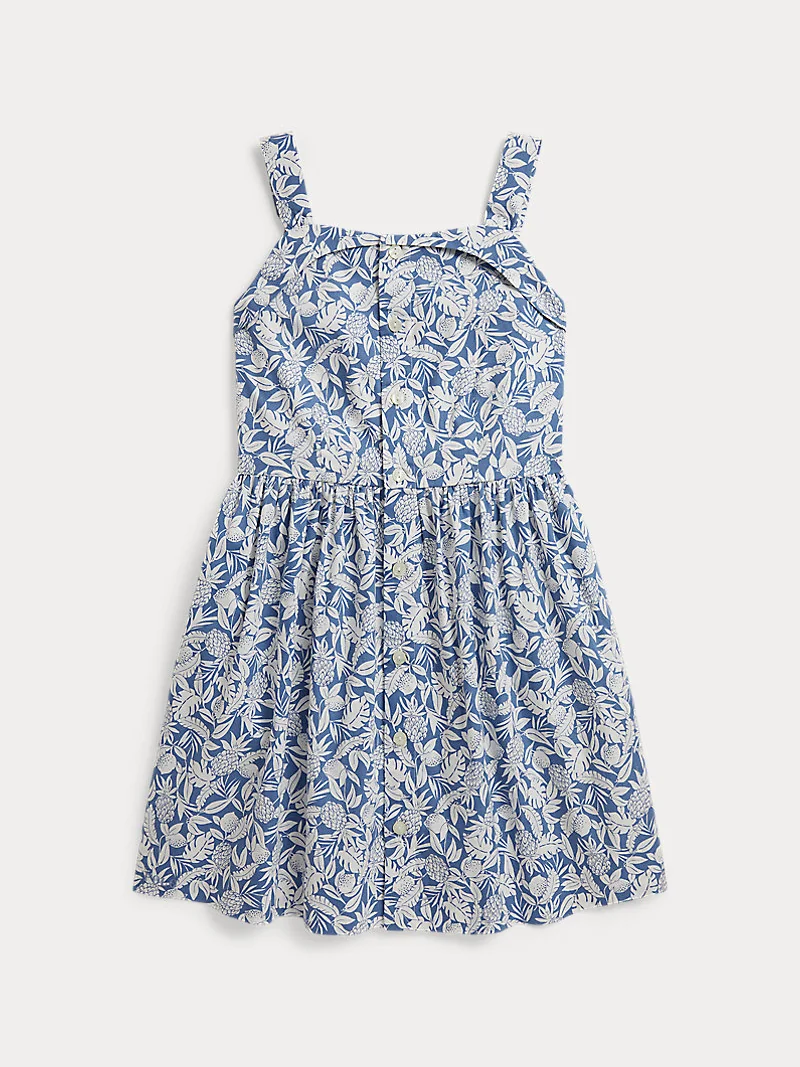 Платье со сборками и принтом-ананасом, хлопок — 1