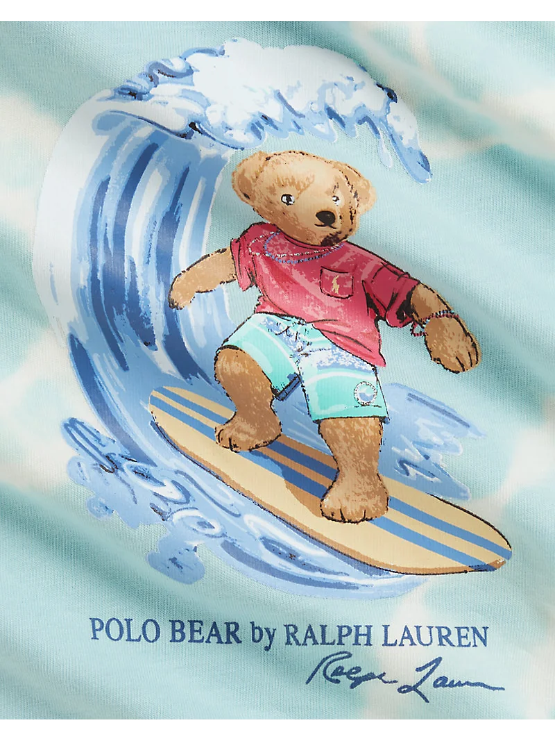 Комплект футболка Polo Bear тай-дай и шорты бирюзовый — 3
