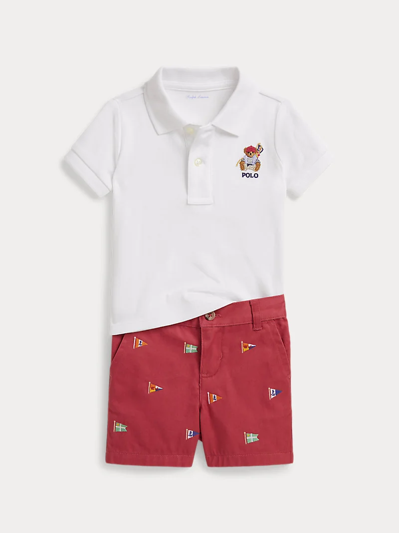 Комплект: рубашка-поло и шорты с вышивкой Polo Bear — 1