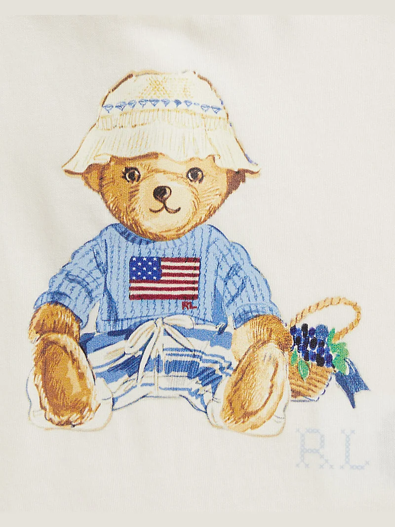 Комплект футболка Polo Bear и лляные шорты белый — 3