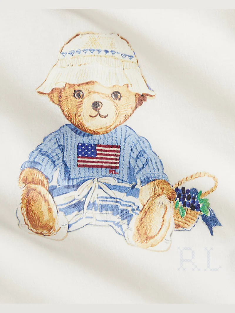 Комплект футболка Polo Bear и лляные шорты белый — 4