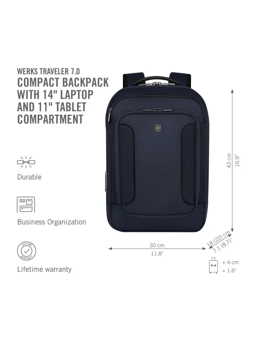 Рюкзак унисекс Victorinox Werks Traveler 7.0 Compact полиэстер — изображение 3 из 8, синий