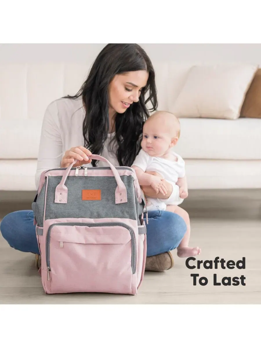 Оригинальная сумка-рюкзак для подгузников, многофункциональная сумка для детских подгузников с — изображение 8 из 8